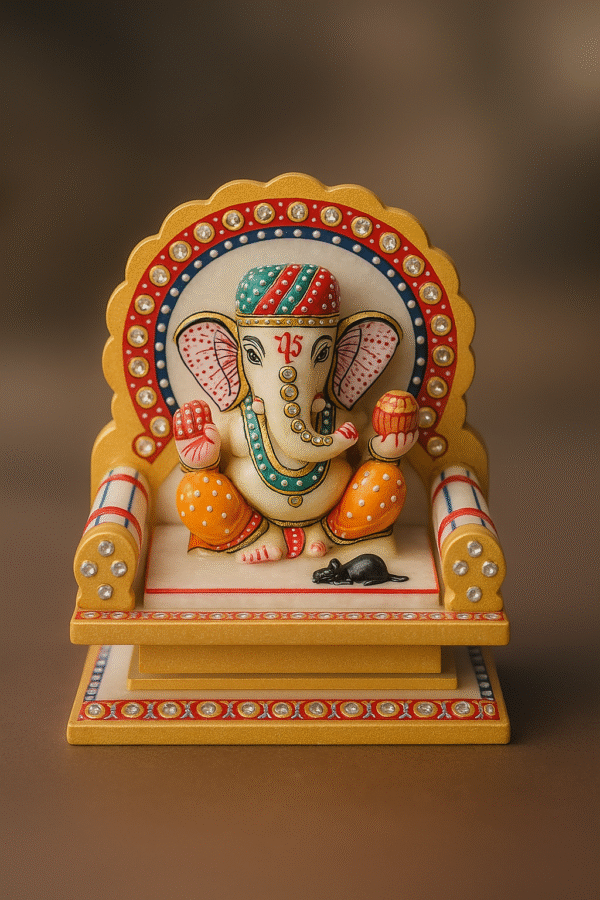 Marble Ganesh Ji on Royal Singhasan