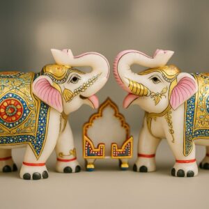 Royal Makrana Marble Elephant Pair