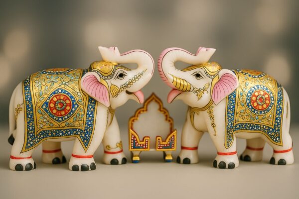 Royal Makrana Marble Elephant Pair